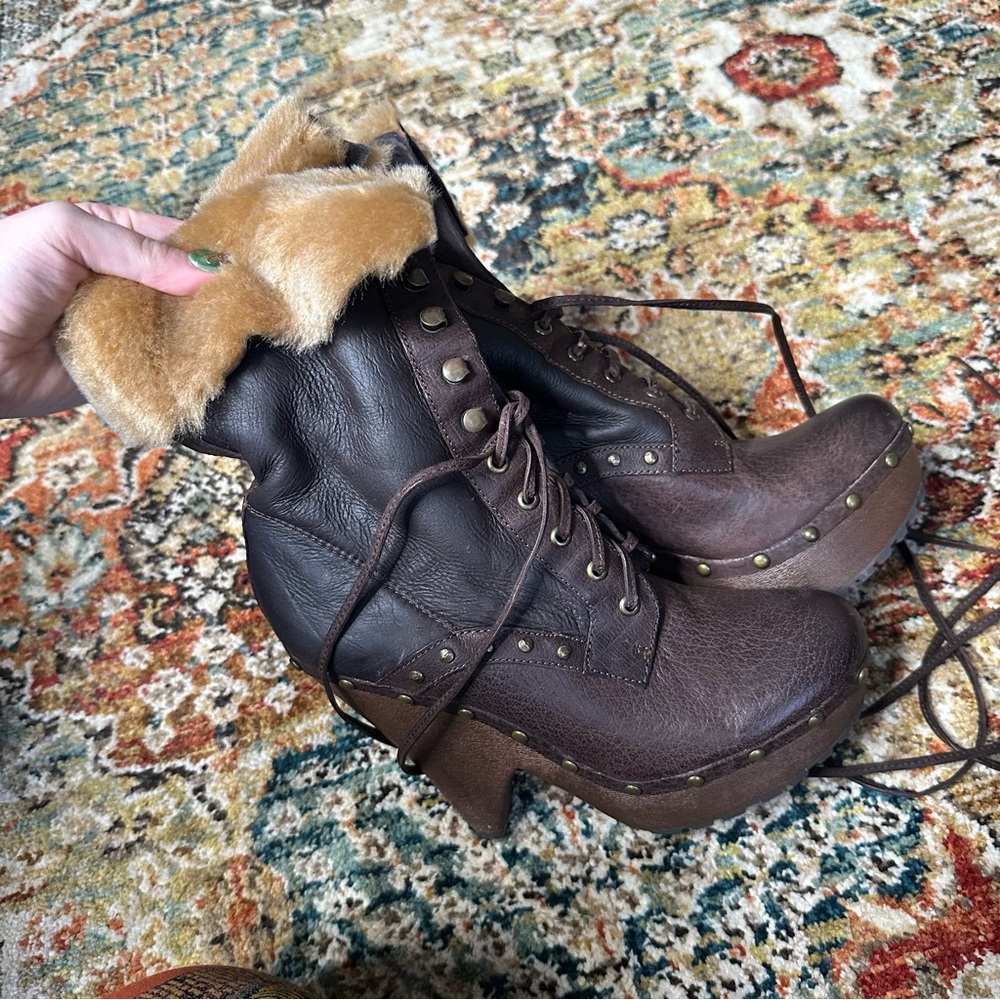 Vintage Sam Edelman shearling boots with funky heel